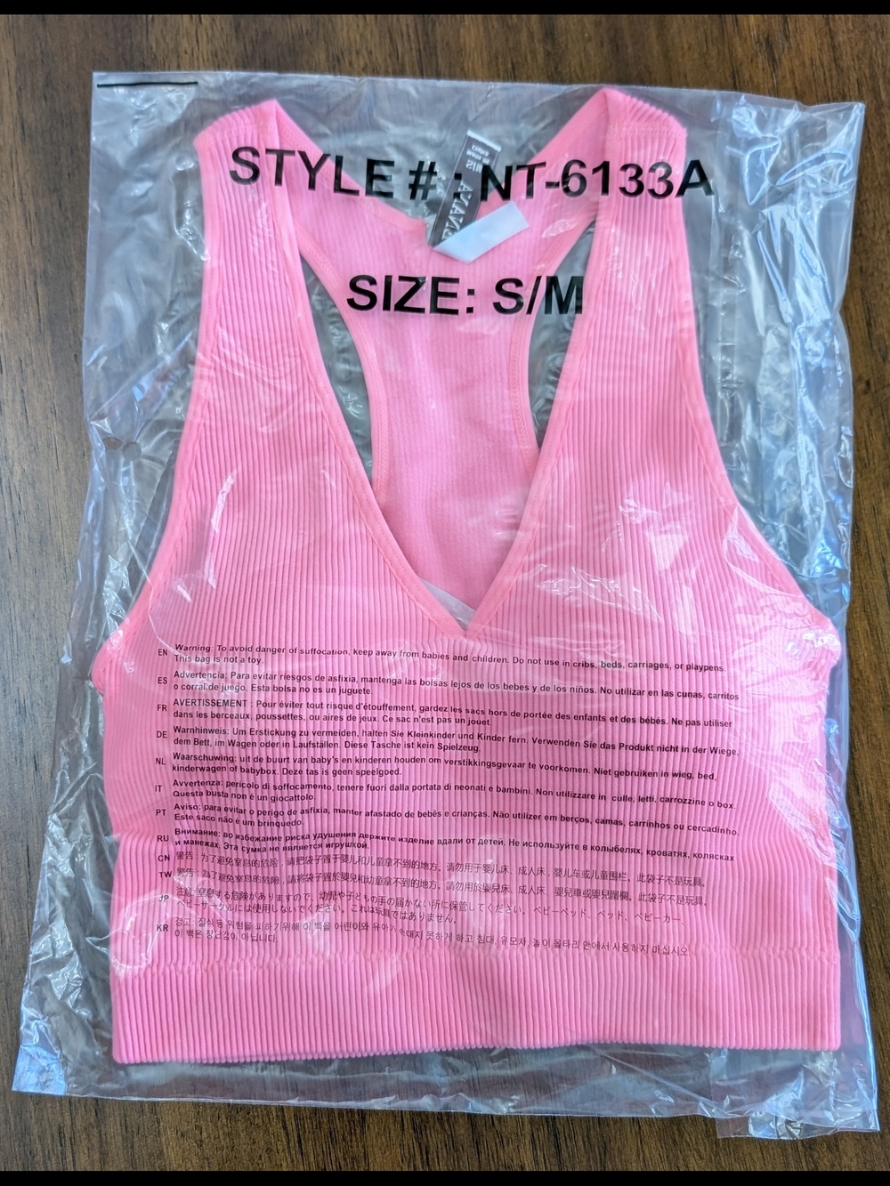 Zenana Bright Pink Ribbed PADDED Cropped Racerback Tank Top Brami bralette New